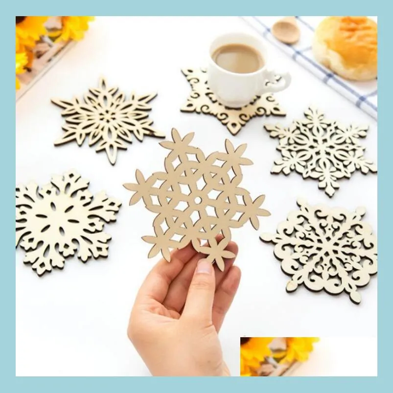 6 styles cup mat wooden snowflake coasters tea trays mug holder for drinking coffee tea