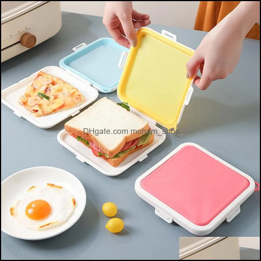 sandwich silicone lunch box food storage case reusable microwave container