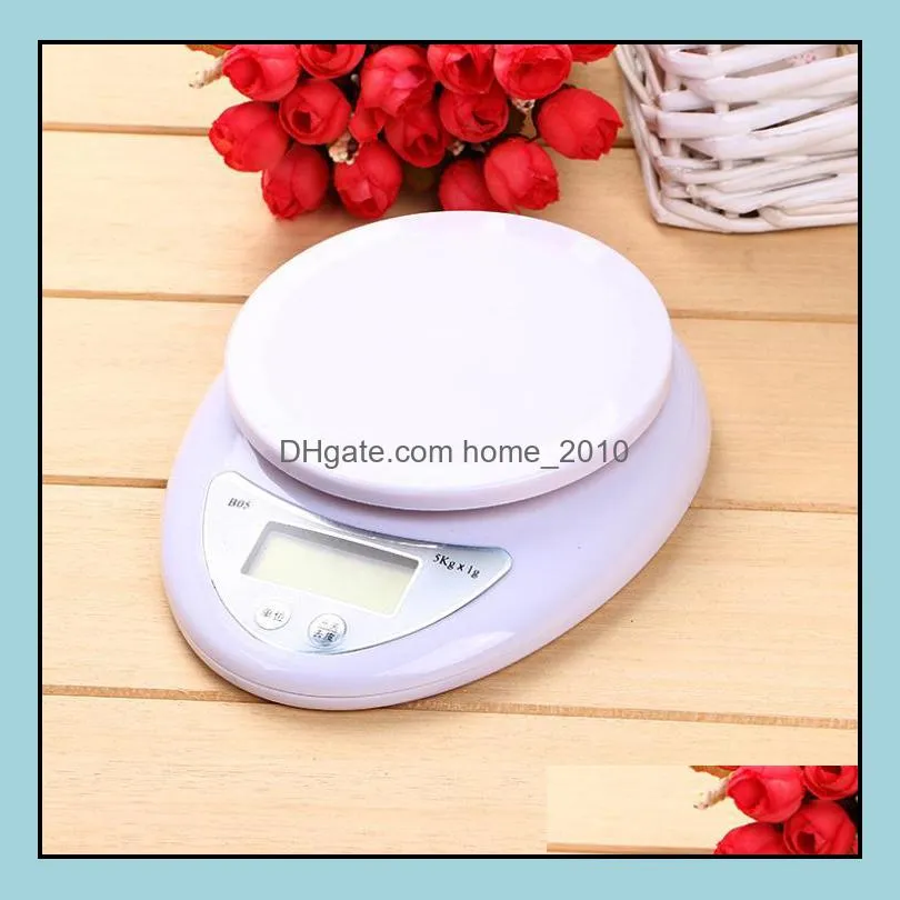 60pcs 5kg home household portable lcd screen electronic digital kitchen food diet postal weight scale balance 5000g x 1g b05 dhs