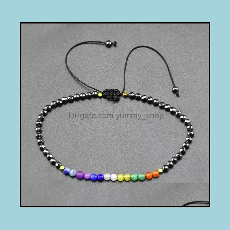 chakra stone beaded bracelets strands 3mm 12 constellations bohemian simple design beads adjustable lucky zodiac signs braided bangles jewelry for men women