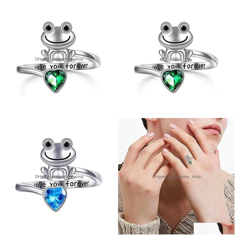 fashion jewelry frog ring crystal opening adjustable animal rings