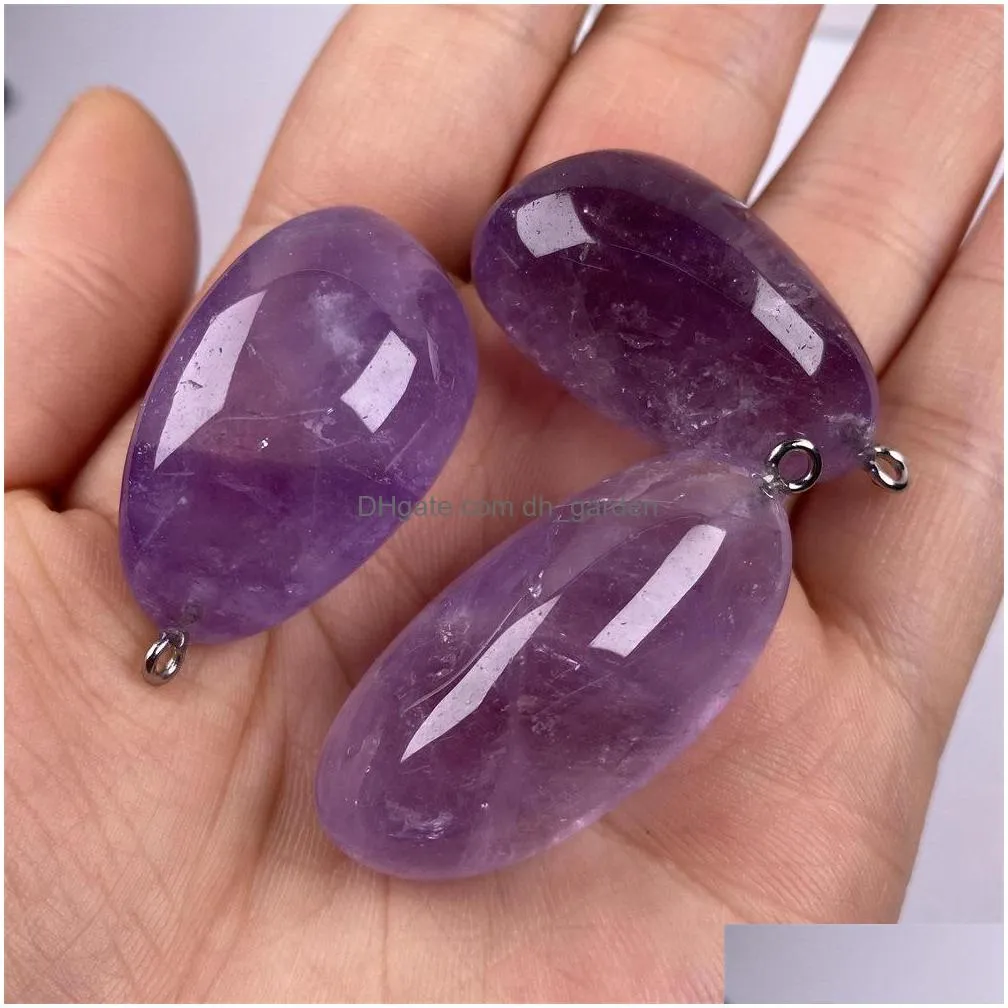 natural stone irregular 2050m amethyst charms crystal pendant for women jewelry making necklace