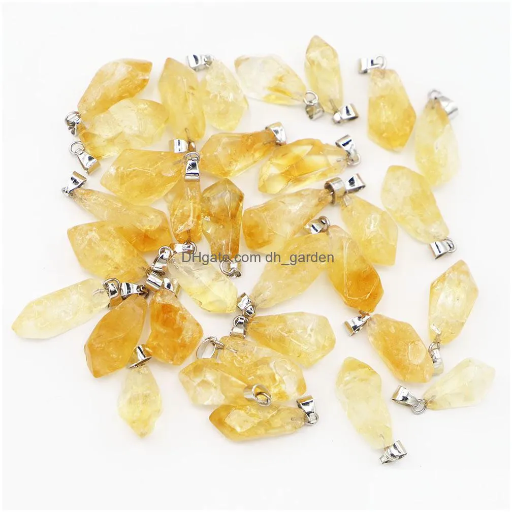natural citrine stone charms irregular yellow druzy raw ore crystal pendants diy earrings jewelry making accessories wholesale