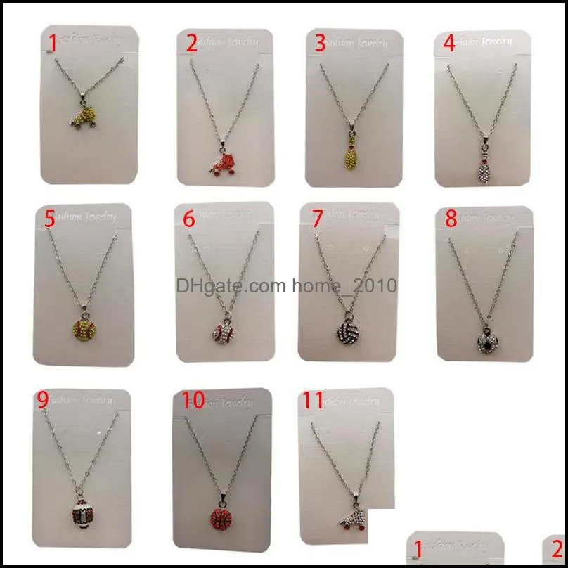 11 colors sports necklace party supplies promotion softball baseball football sport necklaces rhinestone crystal bling