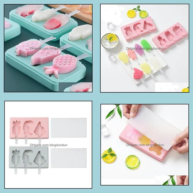 cartoon with cover silicone ice cream mold home popsicle box handmade diy homemade popsicle ice cream mold sn3371