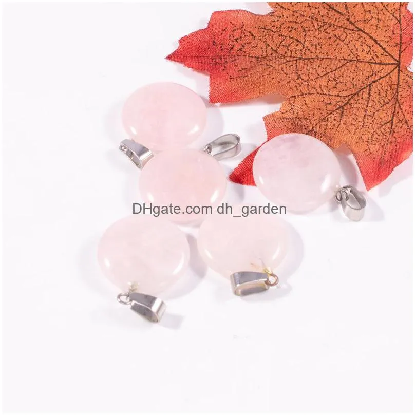 skeleton natural crystal opal rose quartz tigers eye stone charms flat round shape pendant for diy earrings necklace jewelry making
