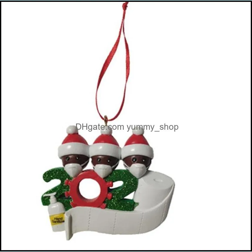 diy family ornaments resin pendant 2020 merry christmas snowman mask decorations xmas tree cartoon charm hangings 10 5hm g2