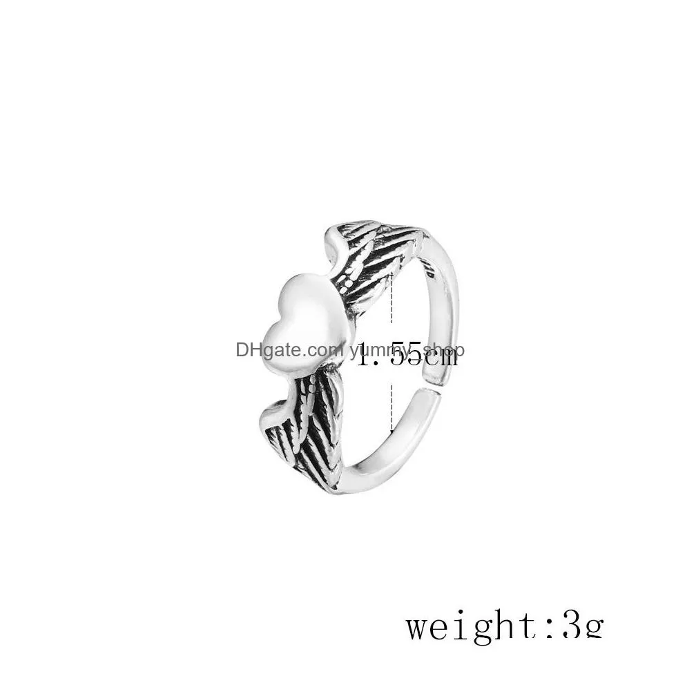 europe fashion retro love angel wings rings openable lady ring