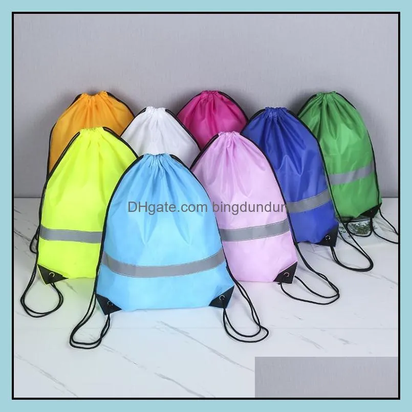 drawstring backpack bag with reflective strip cinch sack backpack for school yoga sport gym traveling sn4678
