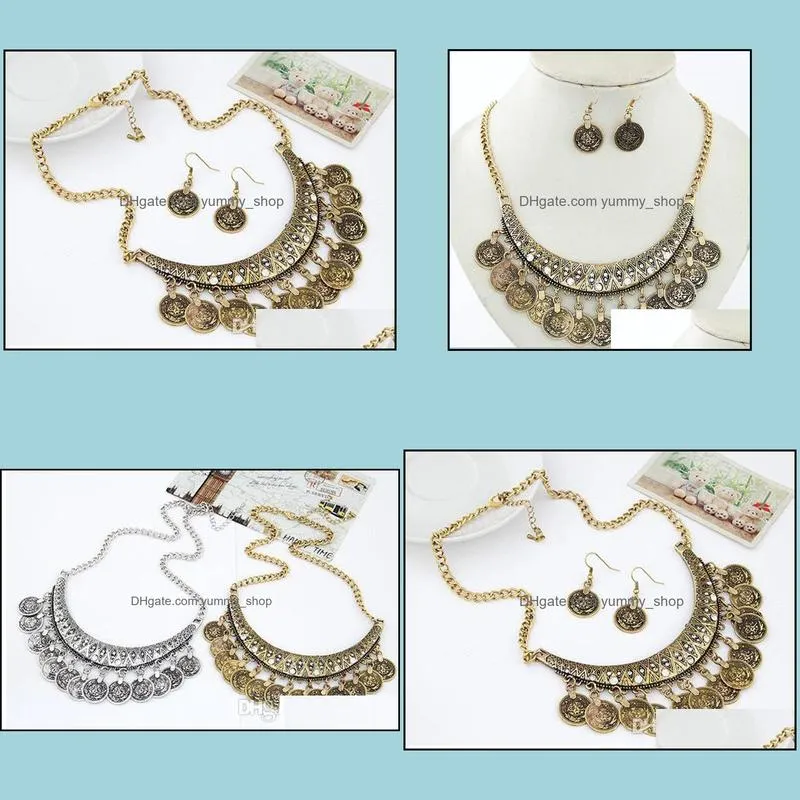 statement necklaces vintage boho gold collar choker necklaces and earrings bridesmaid jewelry sets