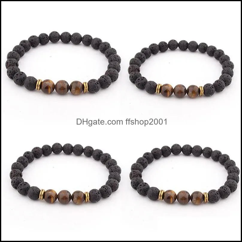 natural volcanic lava stone bracelets tiger eye bangle essential oil diffuser bracelet for women men fashion jewelry h539f