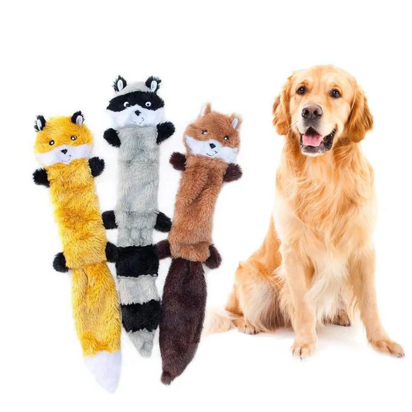 dog squeaky plush toy cartoon animal raccoon shape pet chew dog toys dog accessories bite resistant sound pet chewing toy