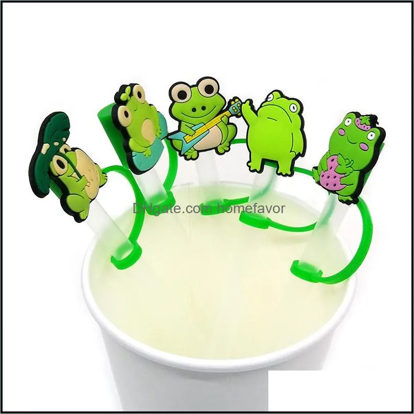 custom lovely animals silicone straw toppers accessories cover charms reusable splash proof drinking dust plug decorative 8mm straw