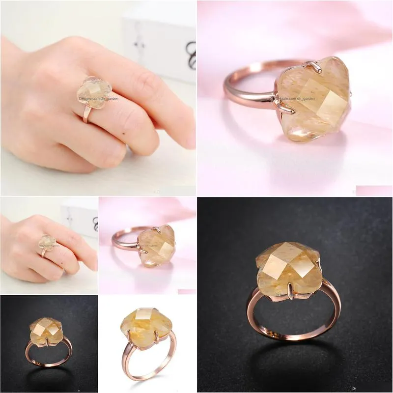 2018 european fashion high quality rose gold natural zircon lady holiday gift jewelry silver rings 6 7 8 9