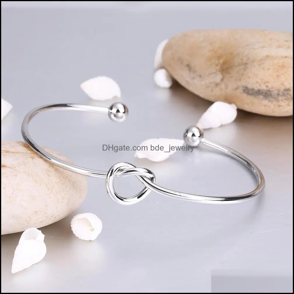 fashion tie knot bracelet bangles simple twist cuff open bangles bridesmaid jewelry adjustable bangle for women party wedding diy