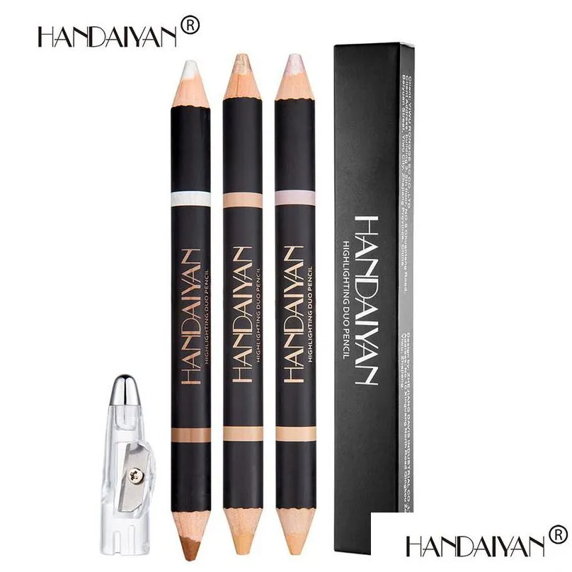 handaiyan double eyeliner eyebrow pencil wholesale with sharpener matte and shimmer brighten makeup highlighter pencils