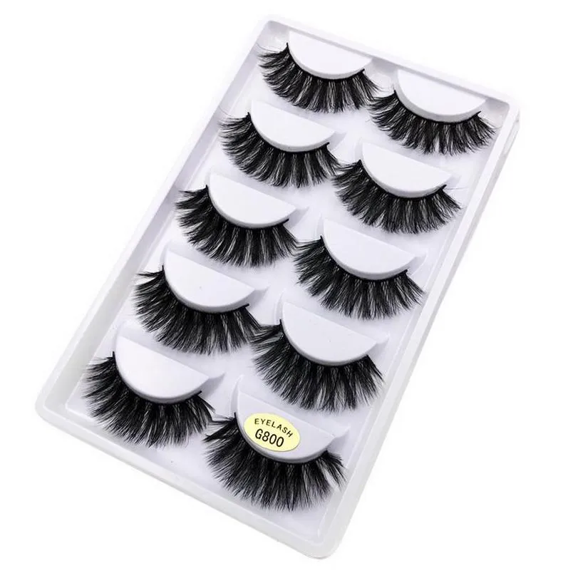 5 pair eyelashes 3d mink lashes soft thick eyelash g800 crisscross winged natural long no fall off makeup wholesale lash