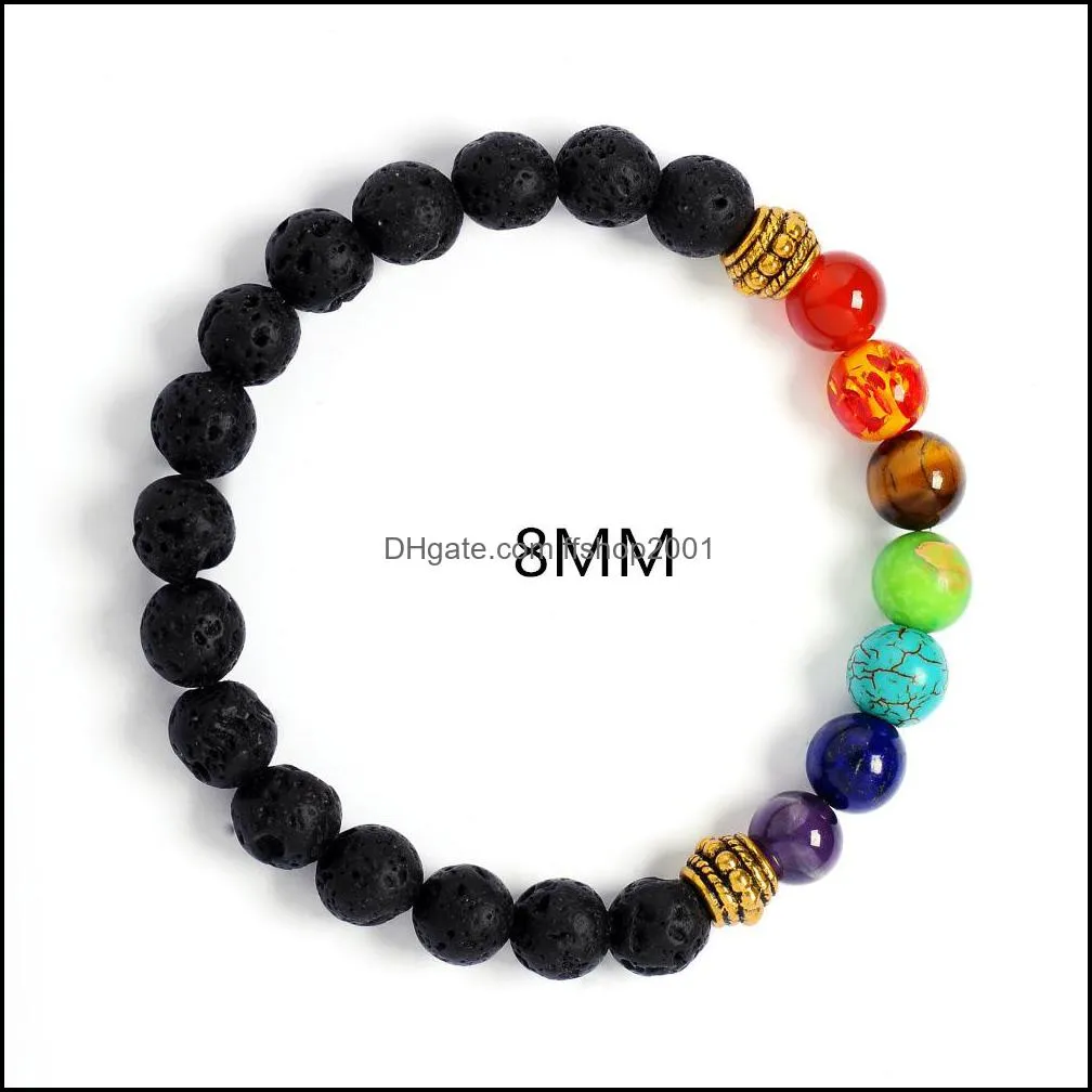 women men natural volcanic stone bracelets 7 chakra essential oil diffuser bracelet 8mm yoga beads bangle dhs m9f