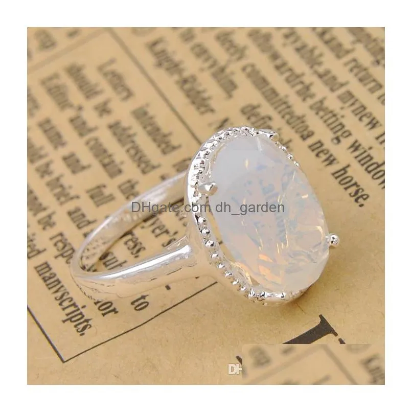  s wedding rings white oval moonstone gems 925 sterling silver plated for women rings 