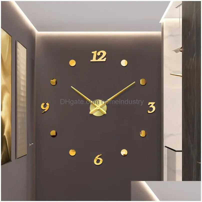 wall clocks 48 large 3d diy clock modern design silent big digital acrylic self adhesive sticker for living room decor