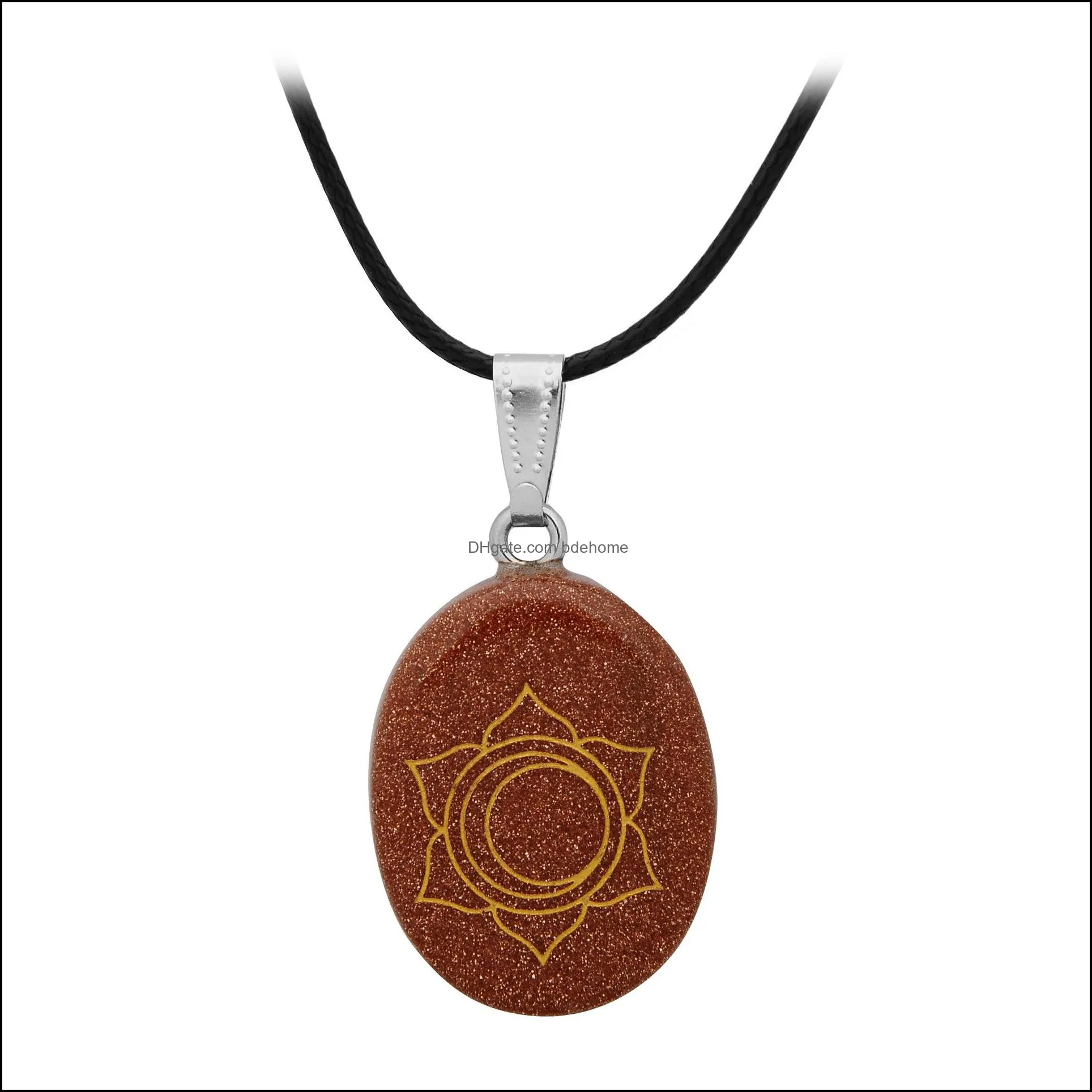 natural stone pendant necklace rose quartz crystal agat wax thread chain 7 chakra pendulum necklaces for women reiki jewelry