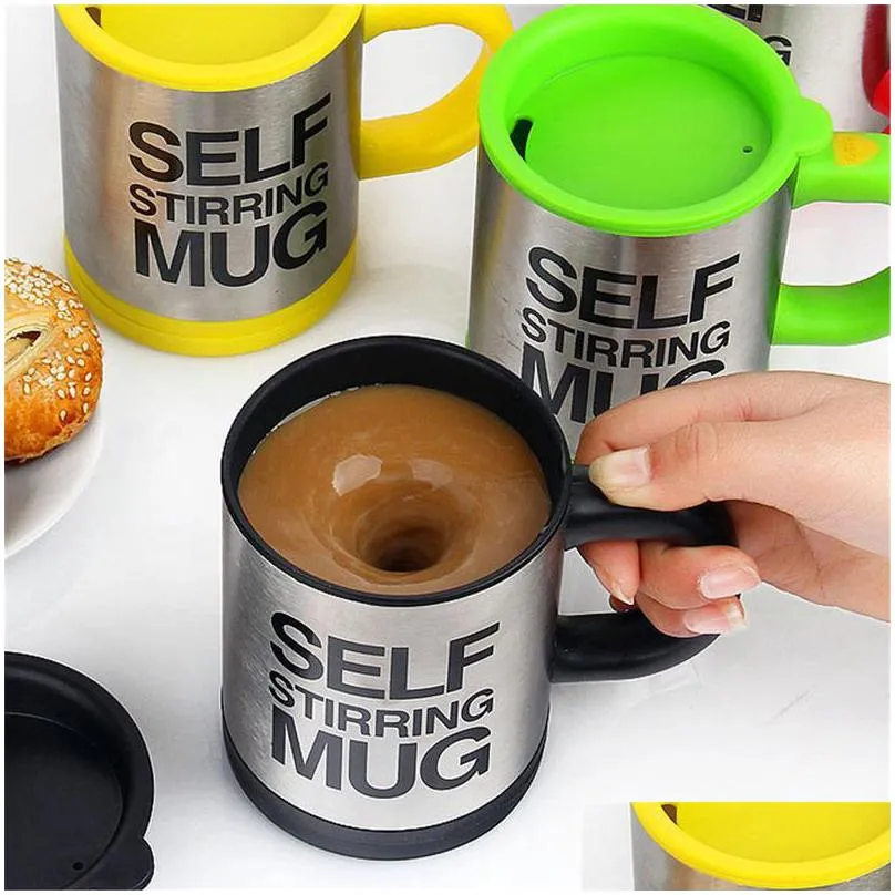 self stirring coffee cup 400ml automatic mixing tea cup stainless steel coffee cup drinking mug electric coffee mixer