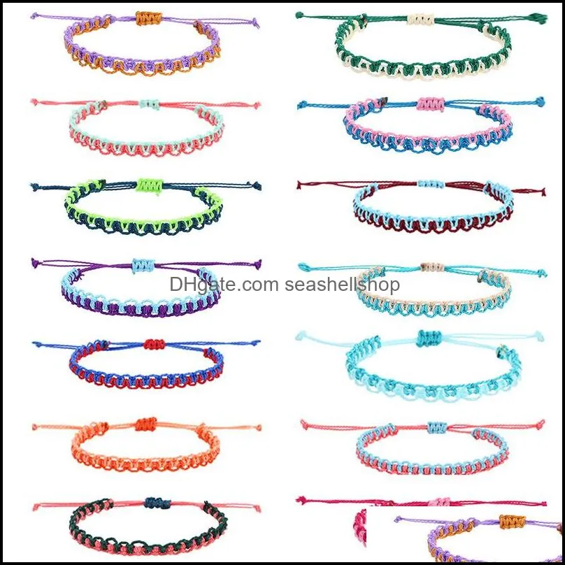 wax string woven bracelets for women 14 colors multilayer woven friendship bracelet bohemia bangle gift jewelry