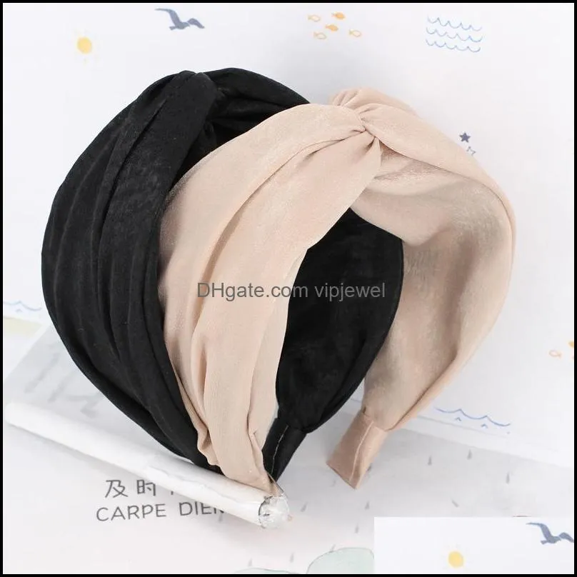 fashion wide ladies female knot headbands for girls simple solid color cloth hairbands hair hoop women adult hairs accessories