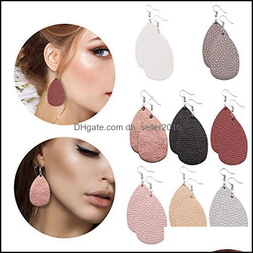 fashion light weight leather dangle earrings for women good design teardrop long charm jewelry gift