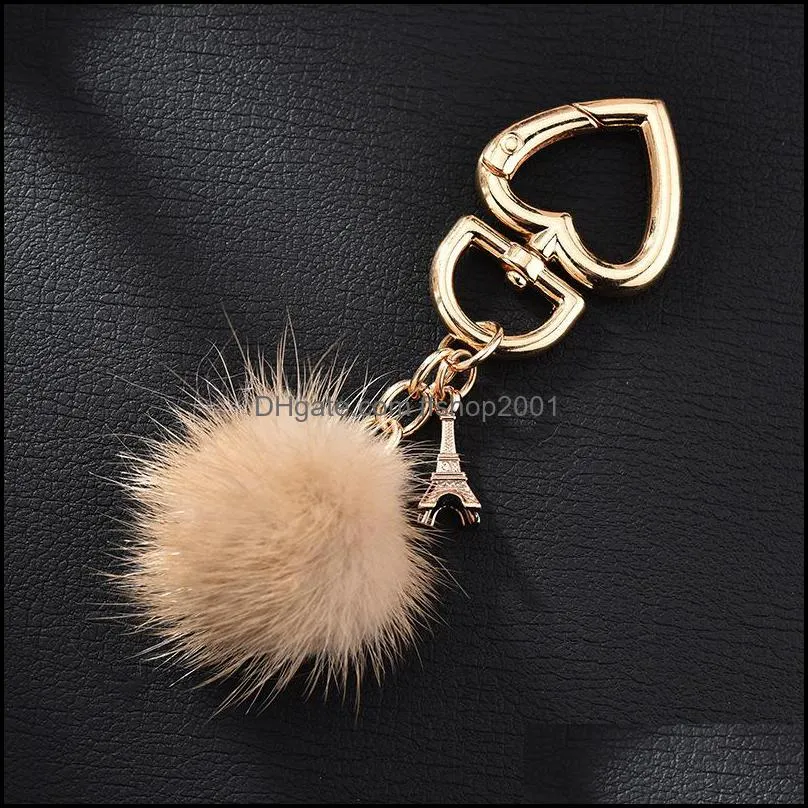 artificial rabbit fur ball key rings 14 styles fashion bag pompom keychain car pendant charm jewelry party faovrs p119fa