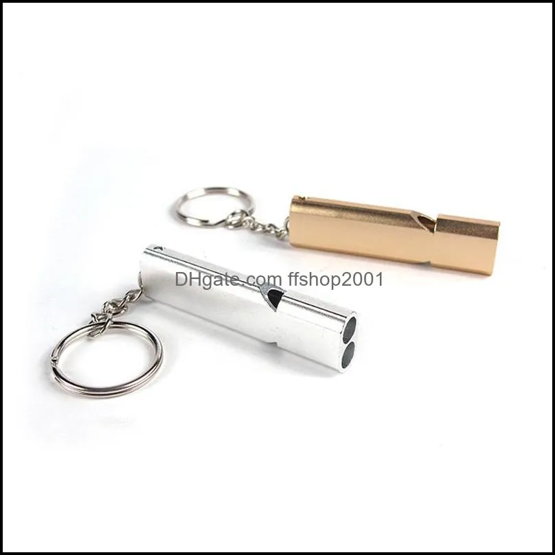 key chain emergency whistle double tube safety survival whistles keyrings for dog training outdoor hiking camping dhs