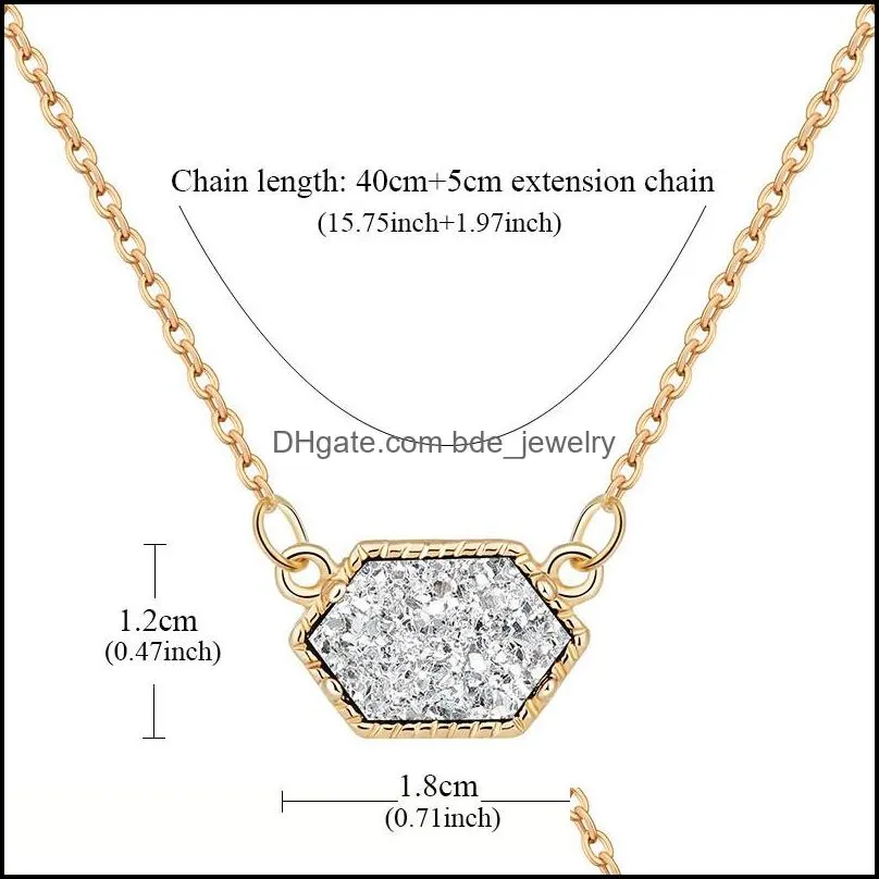  fashion resin stone necklaces jewelry for women gold plated geometry imitation stone pendant necklace for girls fashion