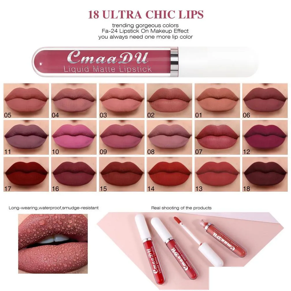 cmaadu lip gloss lipgloss lips glosses matte liquid lipstick 18 colors waterproof natural longlasting velvetines labiales makeup