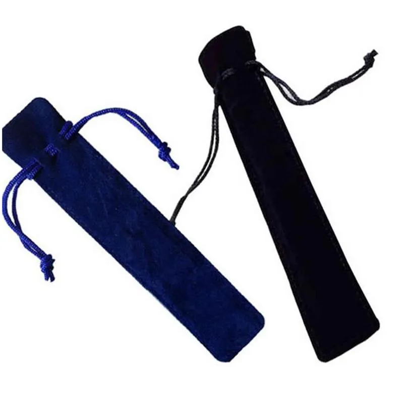 velvet single pencil bag soft pen pouch holder pen case with rope for rollerball fountain ballpoint pen
