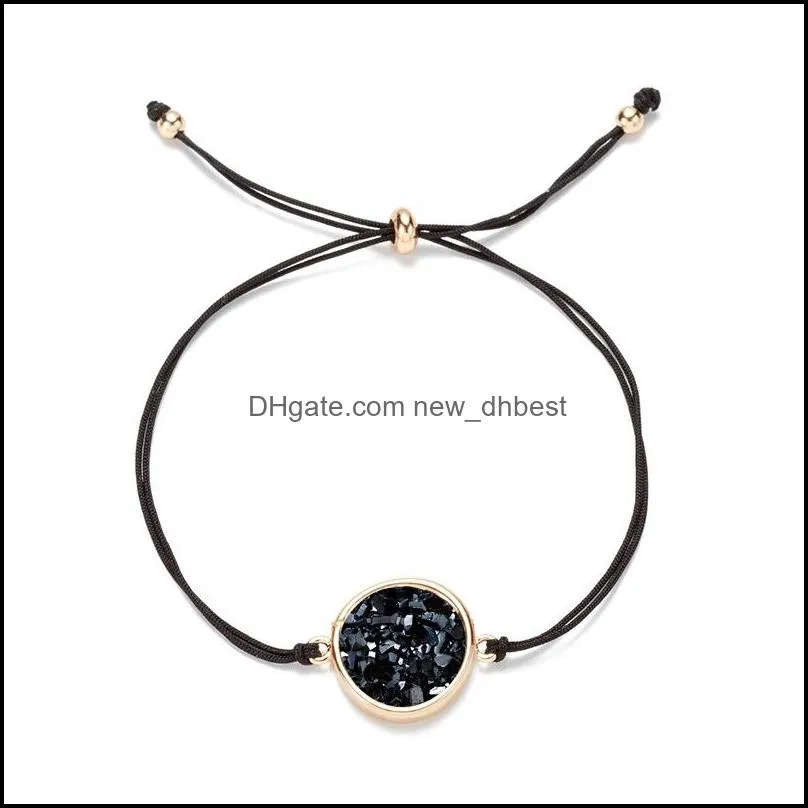 fashion druzy charm bracelets for women healing crystal stone string rope chains warp bangle female diy jewelry gift