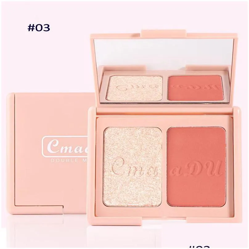 cmaadu two tone pink blush highlight powder contouring palette dlicate natural modify the face slightly drunk nude repair makeup