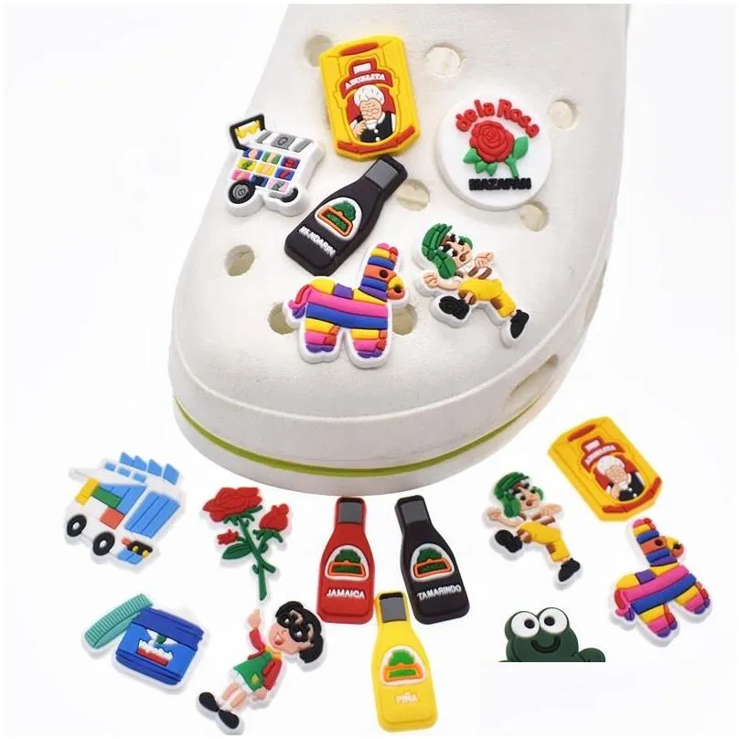 wholesale hispanic mexican inspired croc shoe charms gibbets croc pins fit for clog and wristband bracelet decoration kids teen adulty party