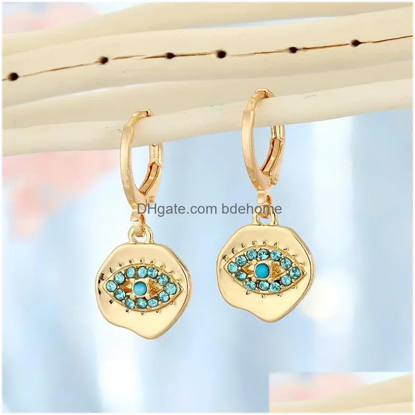 fashion jewelry turkish symbol evil eyes hoop dangle earrings rhinstone blue eye earring