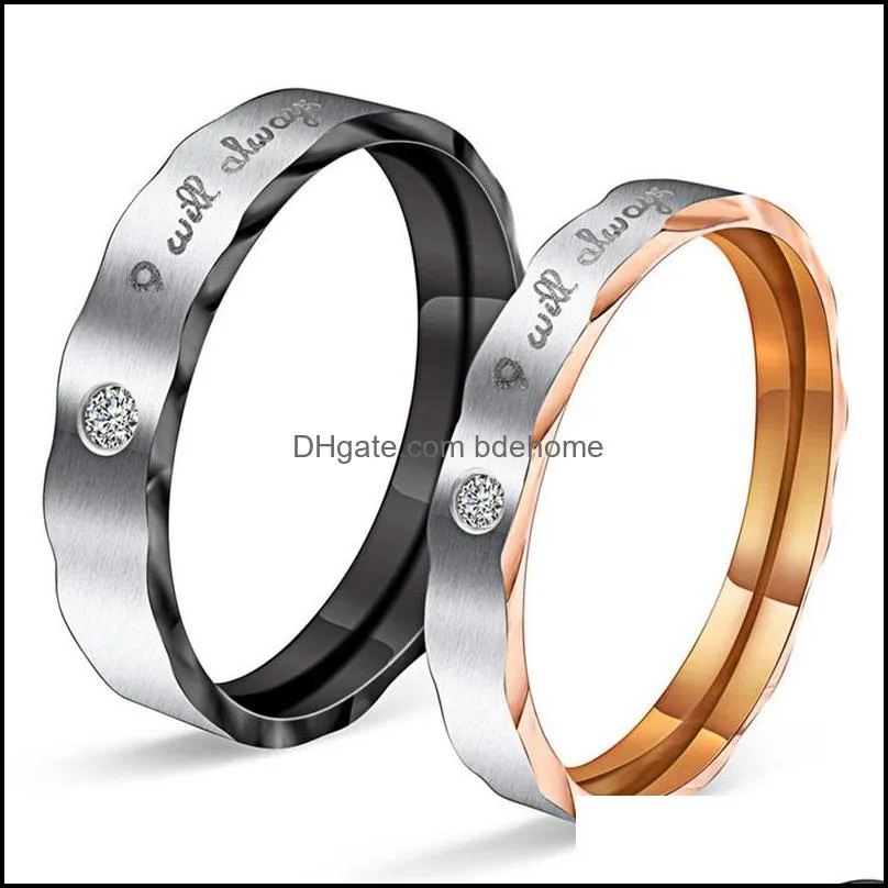 wedding rings couple ring engagement for men women fashion jewelry engraved will always 3558 q2