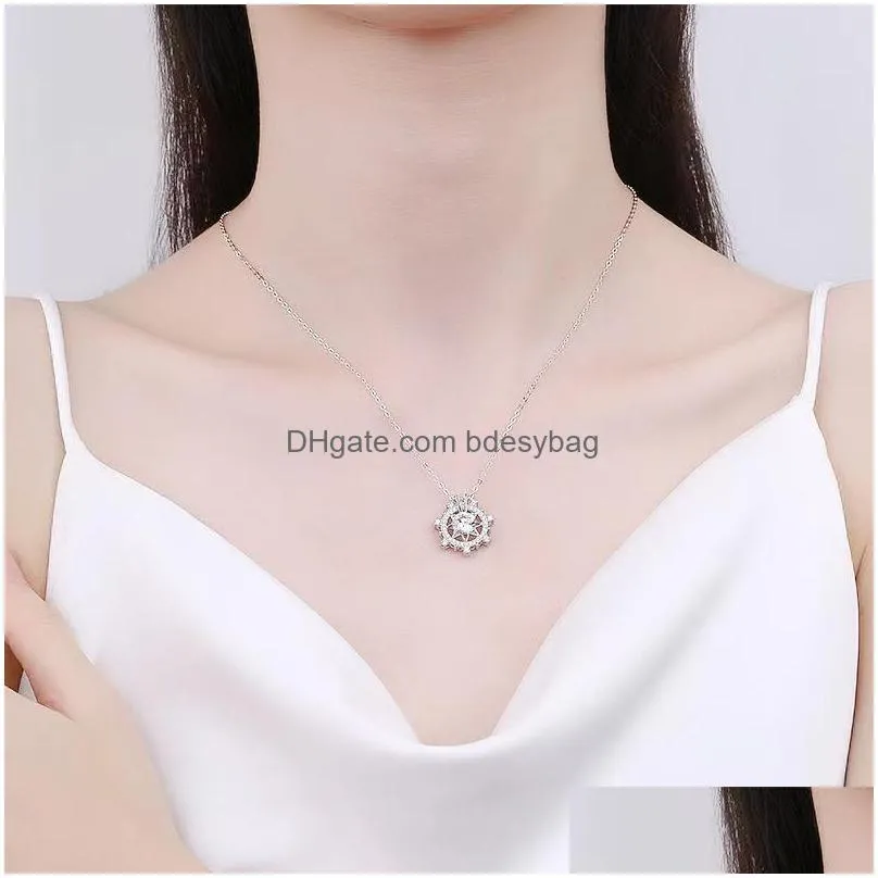 pendant necklaces trendy s925 silver 1ct d color vvs1 moissanite necklace women jewelry geometric diamond clavicle neckalcespendant