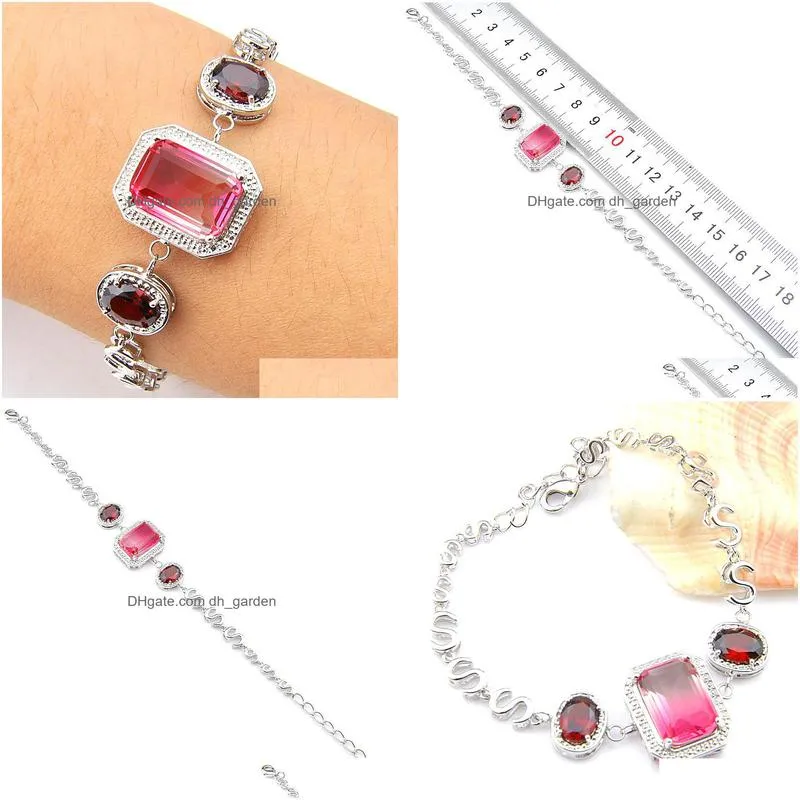 luckyshine women for bracelets bangles 3 big stone red garnet bi colored tourmaline women silver bracelets bangles s