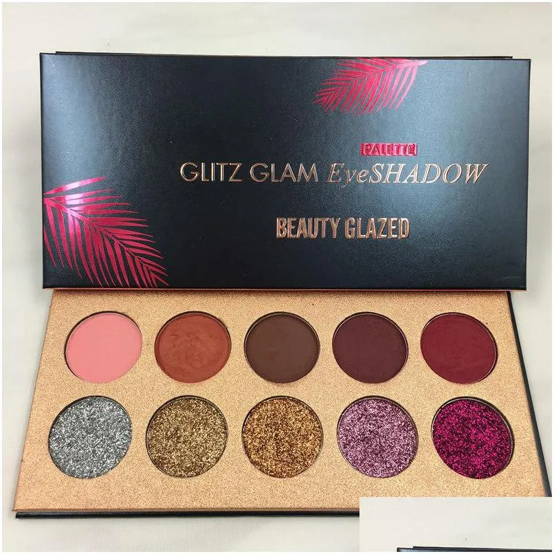 10 color eyeshadow palete glitter and matte diamond sequined wholesale beauty glazed makeup eye shadow palettes