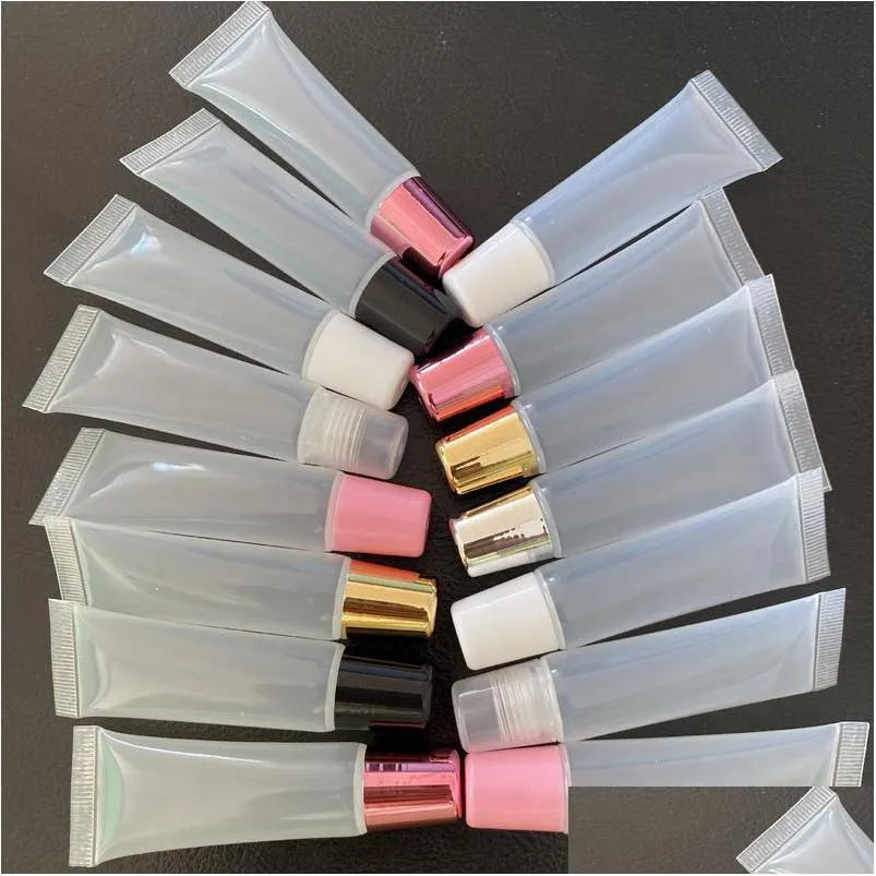 multicolor refillable soft lip gloss tubes 8ml 10ml 15ml 18ml diy makeup plastic empty squeeze lipgloss tube