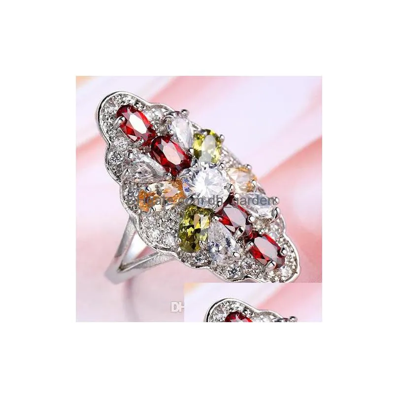 10 pieces /lot luckyshine optional fire white multicolor crystal cubic zirconia 925 sterling silver rings sets women christmas holiday