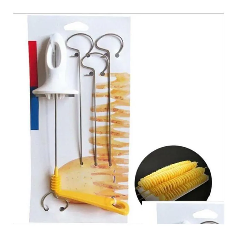 tornado potato spiral cutter manual vegetable slicer spiral french fry cutter potato tower making twist shredder kitchen tools