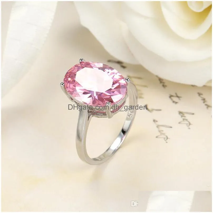 luckyshine fashion ol fire oval pink kunzite rings 925 sterling silver plated women zircon weddings engagemens jewelry rings