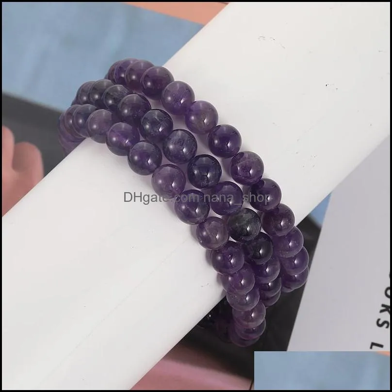 8mm natural stone round beads elasticity rope bracelets for men women high quality natural amethyst beads bracelet jewelry