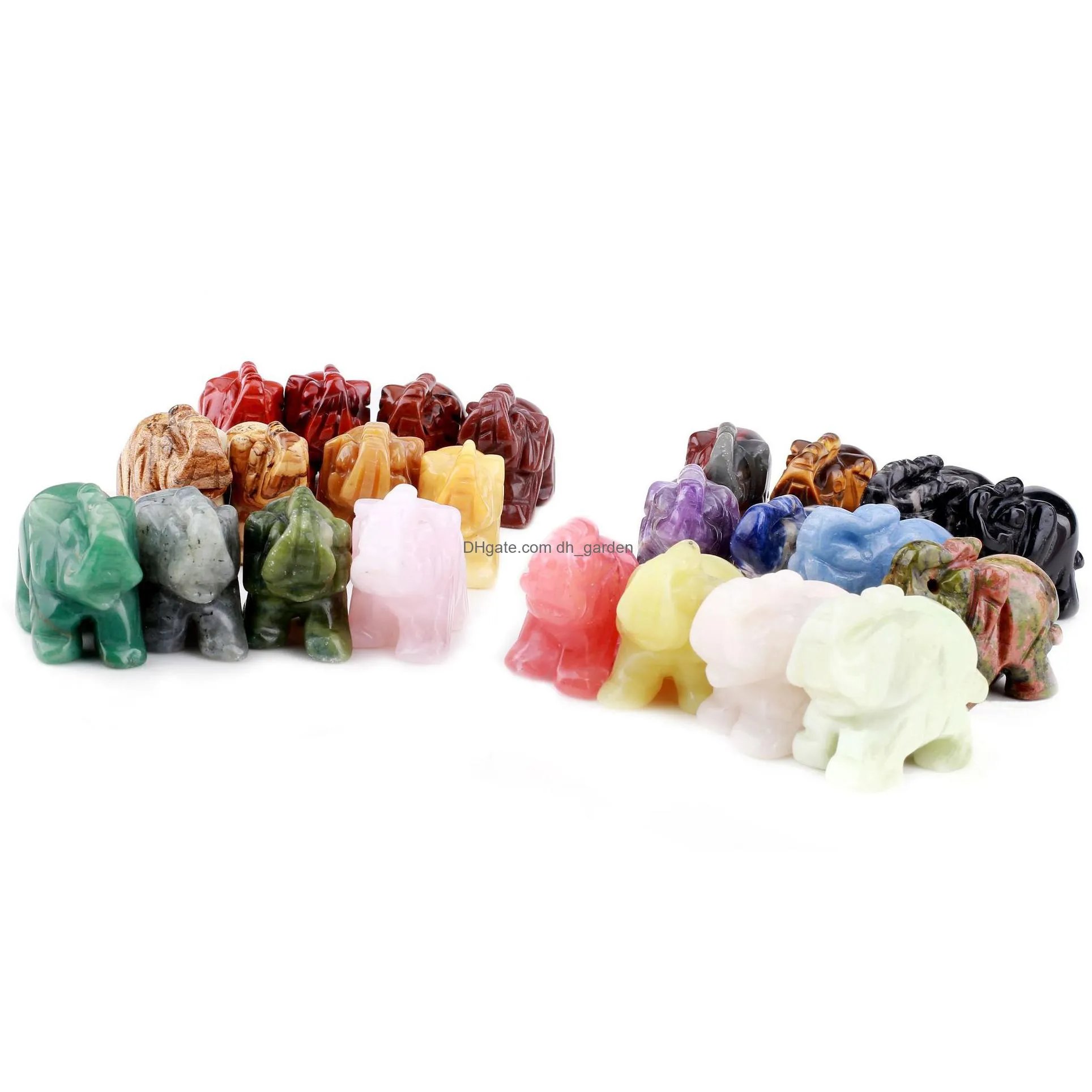 1.5inch natural semiprecious stone elephant carved ornament charms rose quartz healing reiki crystal engrave craft fashion