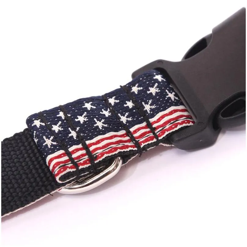  fashion nylon dog collar american flag printing necklace for medium and large dog adjustable pet collar accessories