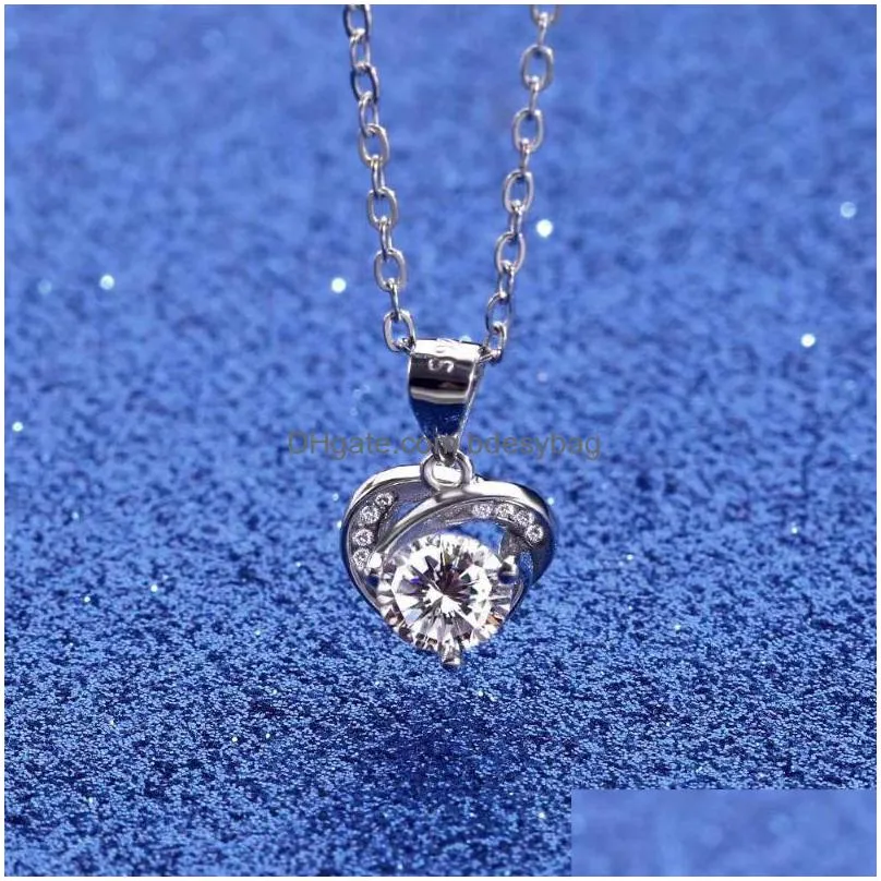 other trendy 1 d color heart moissanite necklace women jewelry 925 sterling silver love gra valentines giftother